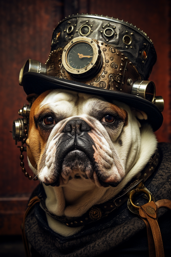 Steam Punk Bulldog - HQ Digital Image Download For Wall Art and More