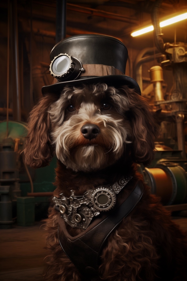 Steam Punk Labradoodle - HQ Digital Image Download For Wall Art and More