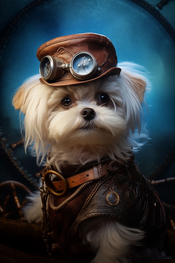 Steam Punk Maltese - HQ Digital Image Download For Wall Art and More
