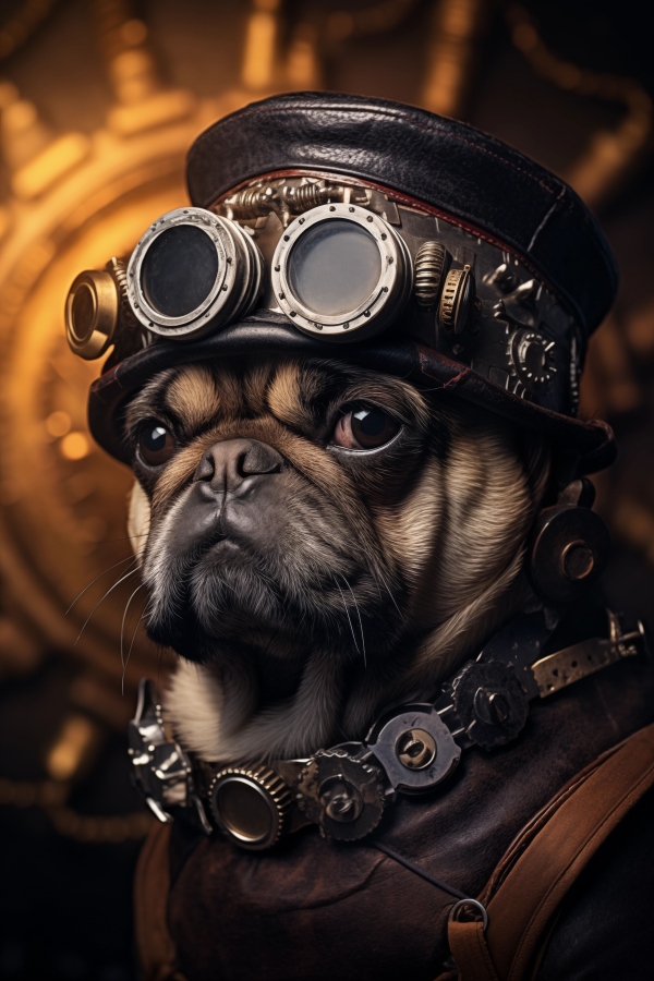 Steam Punk Pug - HQ Digital Image Download For Wall Art and More