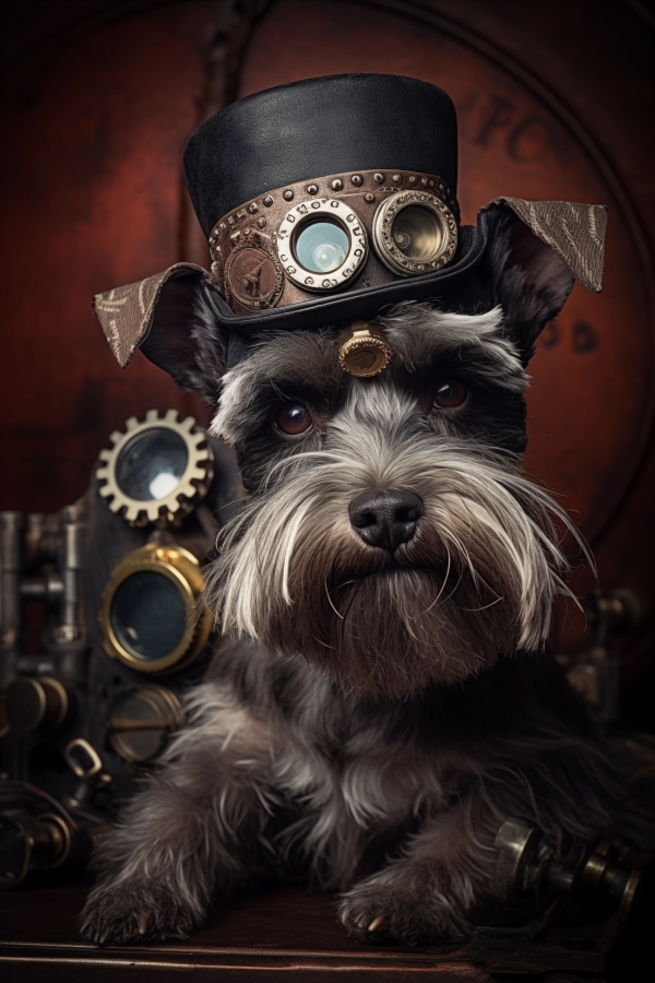 Steam Punk Mini Schnauzer - HQ Digital Image Download For Wall Art and More (Copy)