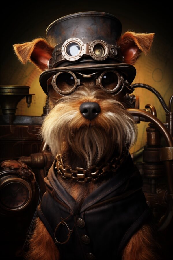 Steam Punk Airedale Terrier - HQ Digital Image Download For Wall Art and More