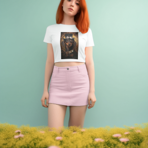 crop-top-mockup-of-an-ai-created-woman-with-red-hair-posing-in-a-studio-with-flowers-m33783